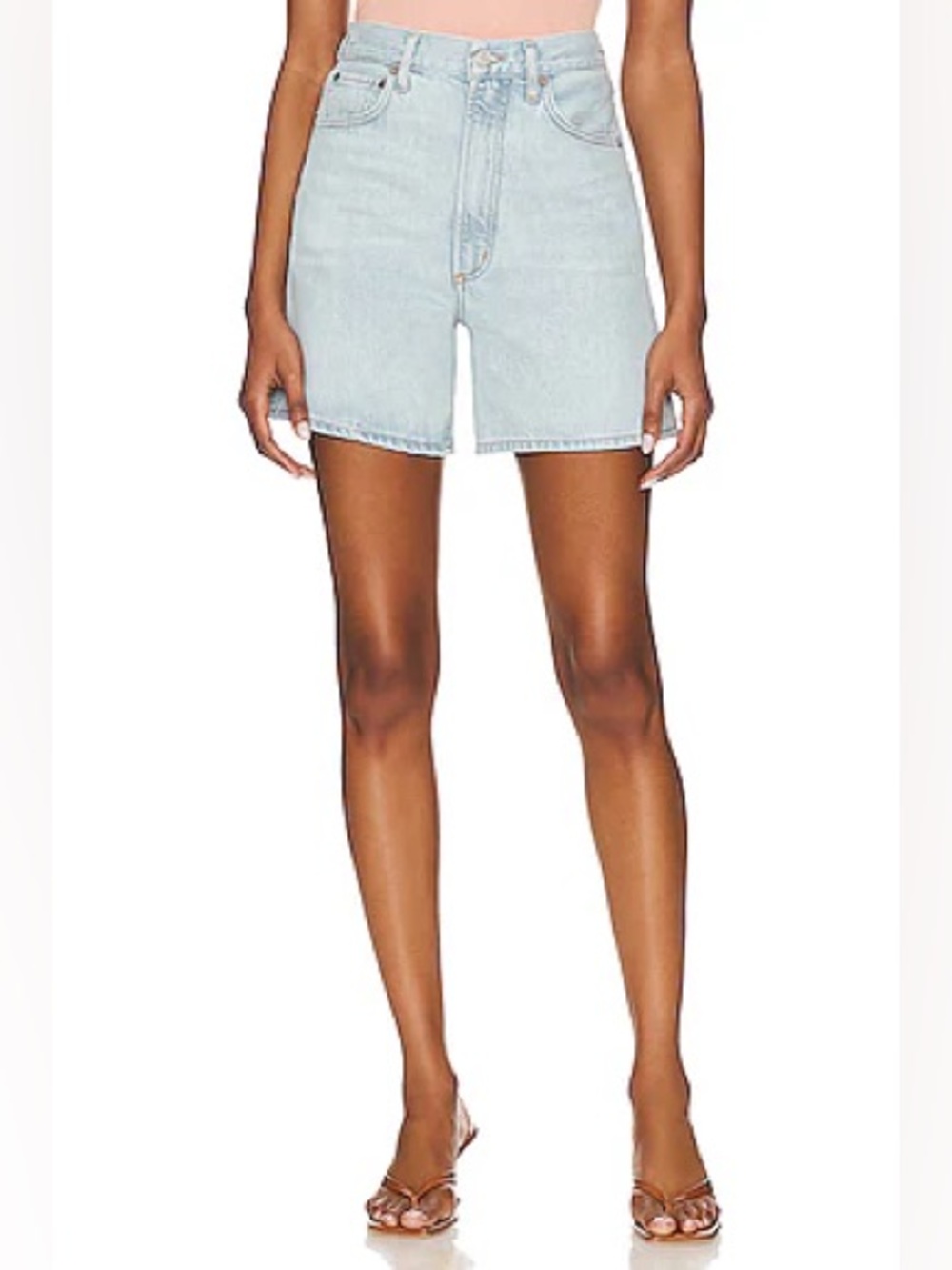 Agolde Light Wash High-Rise Jean Shorts - Picture 1 of 7